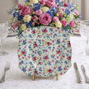 Royal Winton Old Cottage Chintz 8.75” Plate Scalloped with Gold Trim